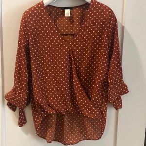 Allan Surplice Tie Sleeve High Low Blouse